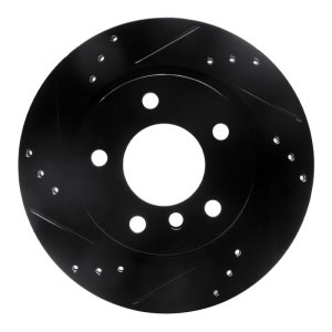 BMW Z4 Brake Rotor (1) - Rear Left - R1 Concepts - Drilled & Slotted - Black - `03-`08